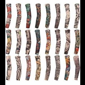 X24 PCS Fake Temporary Tattoo Sleeves Arm Sleeves for Party Body Art Printed